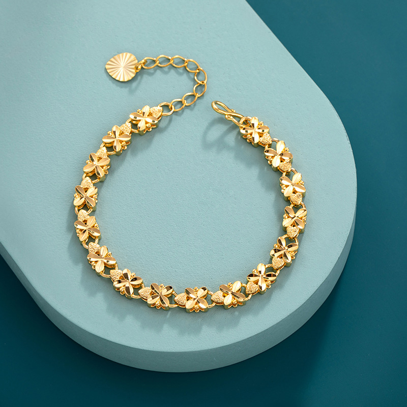 VOBIPY 2025 Fashion Lucky 14K Gold Bracelet 6mm Four-Leaf Gold Bracelet, Suitable For Women's Jewelry Gifts With For You Jewelry Fashion Accessor