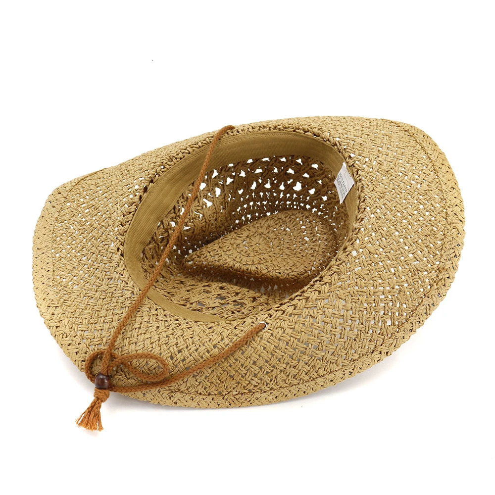 BUTTERMERE Western Cowboy Hat Women Sun Hat Cowgirl Summer Hats for Men Hollow Out Lady Straw Hat Brown Beach Cap Panama 250526