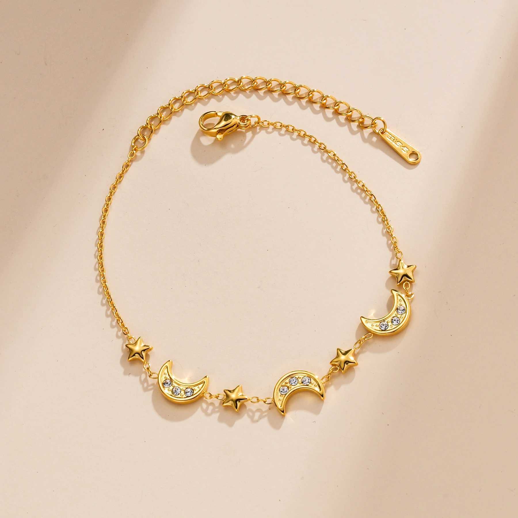 UZone Minimalist Design Zircon Heart Bracelet for Women Stainless Steel Adjustable Moon Star Colorful Stone Bracelet Jewelry Gift W250526
