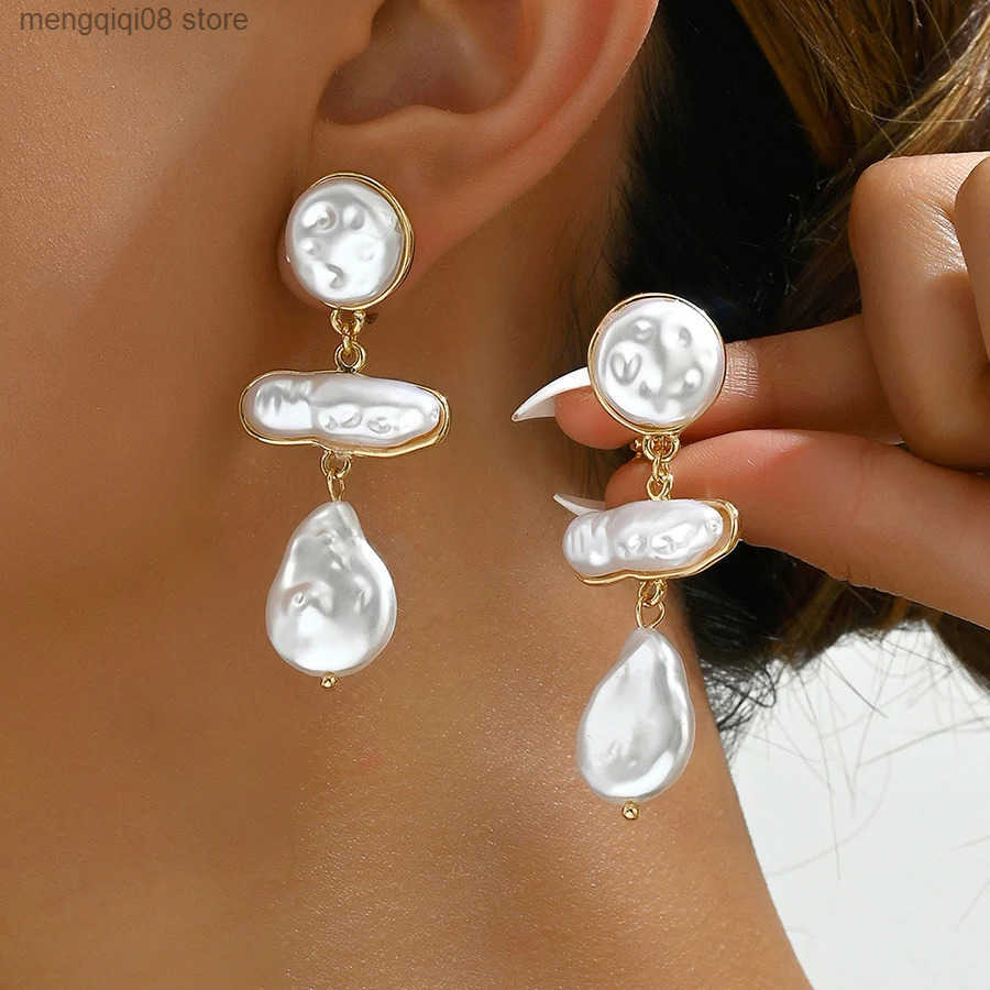 New Arrival Irregular Simulate Baroque Pearl Clip on Earrings for Women Mom Hyperbole Non Pierced Dangle Earrings Jewelry Gifts L250527