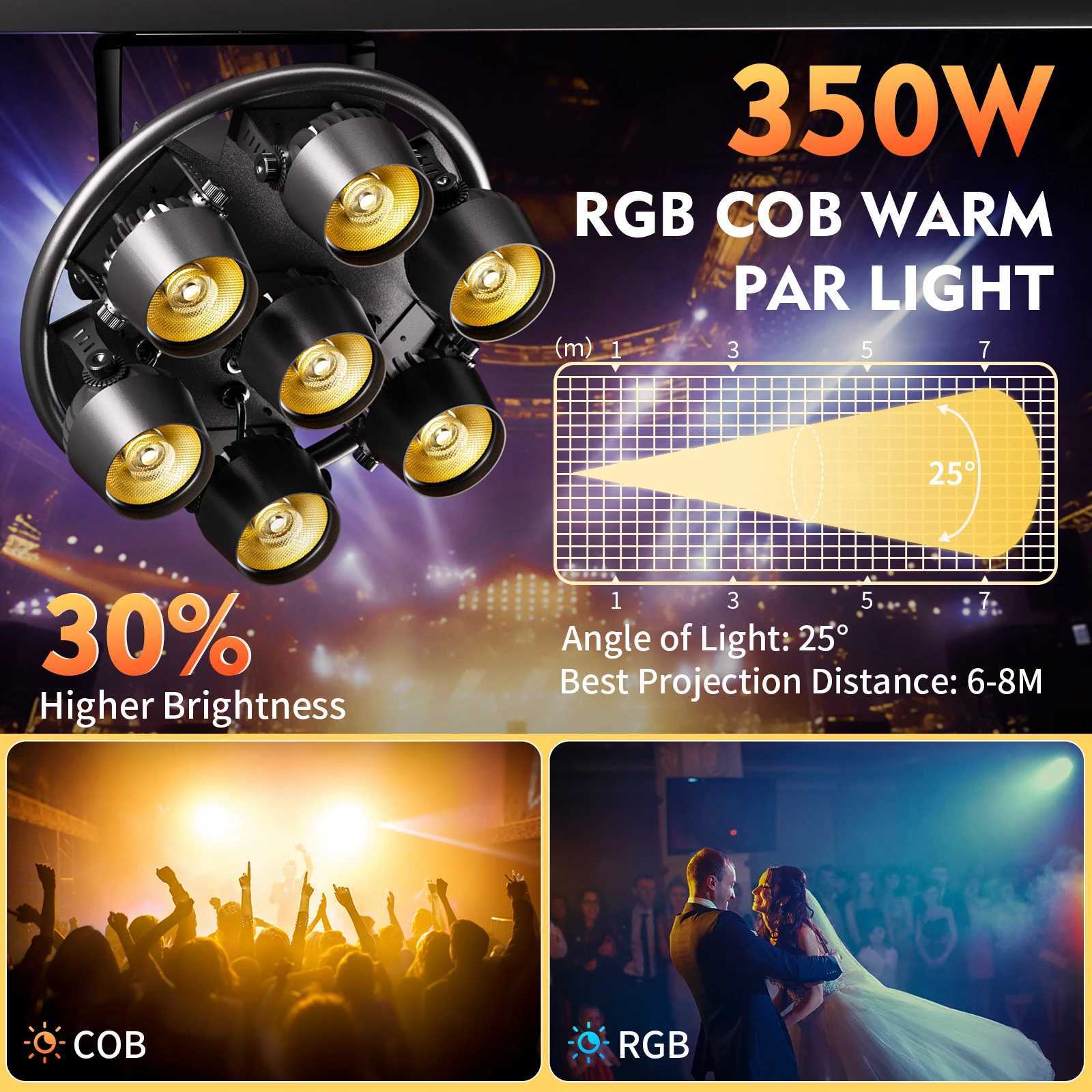 Yiflamefly 350W 7PCS Retro Lights DMX512 DJ Light 3/5/8/21/23CH Channel for Church Concert Wedding Birthday Party and Stage XJ250527