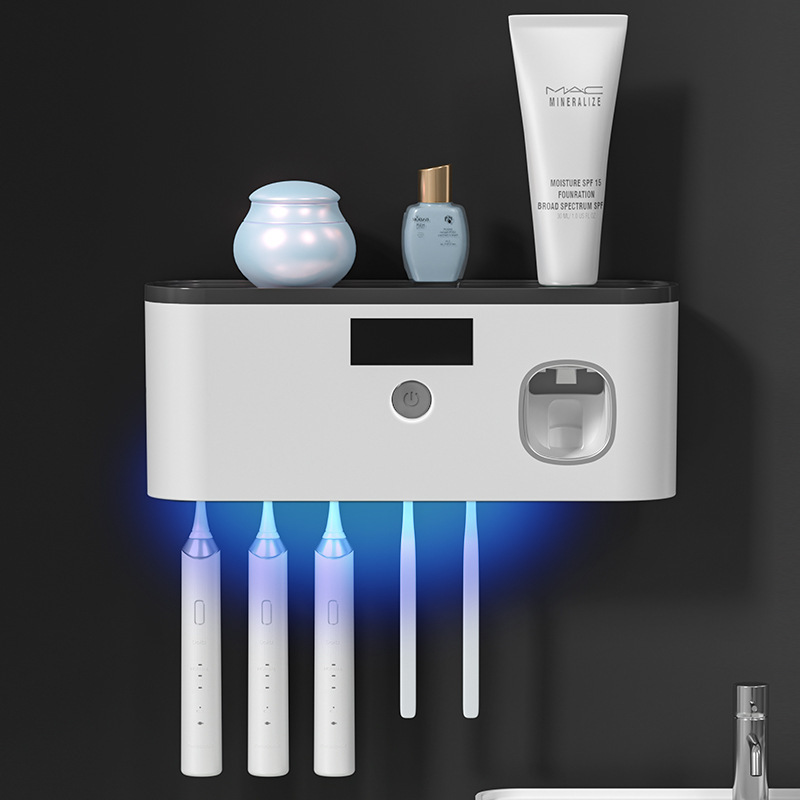 Wireless Charging UV Toothbrush Sanitizer Punch Free Toothbrush Holder Storage Rack