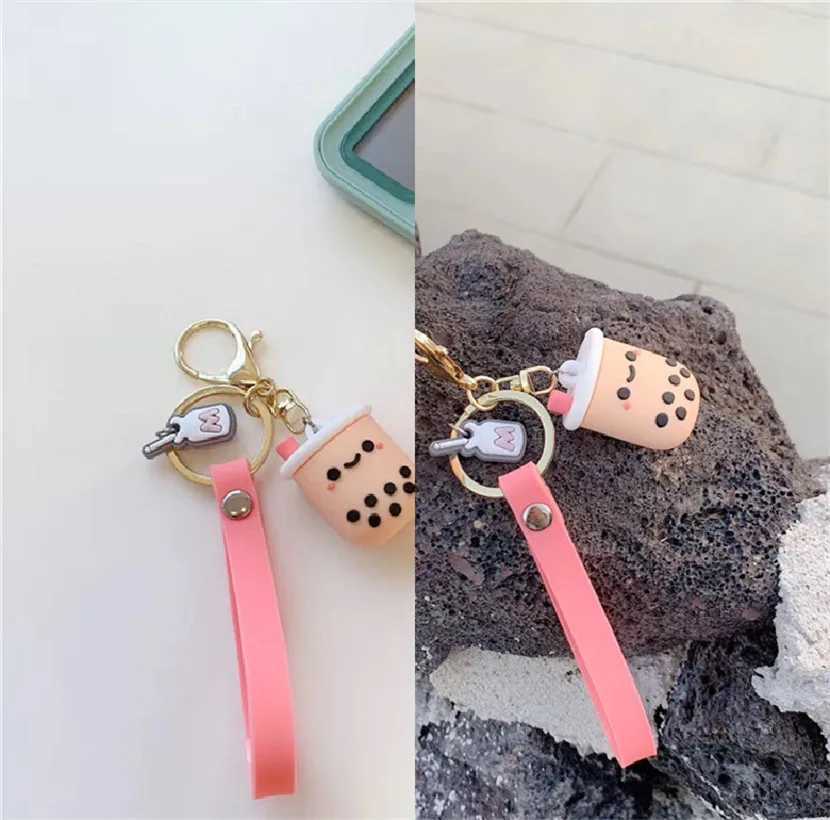 Silicone Bubble Tea Keychain Boba Milk Tea Key Ring Car Keychain Cute Boba Milk Tea Jewelry Gift W250526