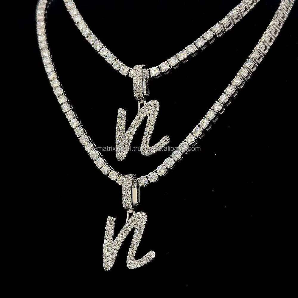 Single Letter Pendant VVS moissanite Studded dia premium quality Moissanite Dias elegant pendant