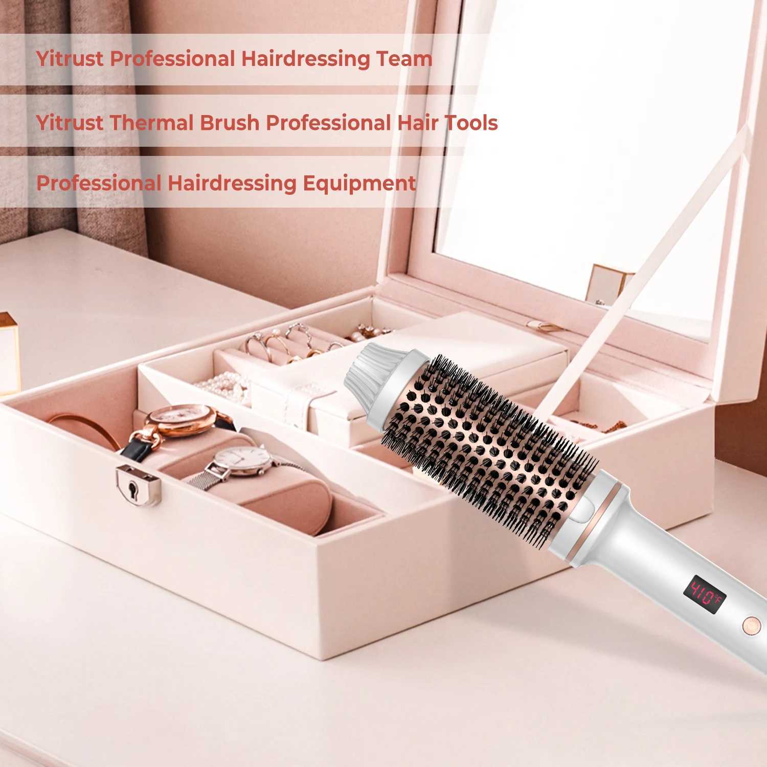 Thermal Ionic Round Brush Hot Curling Iron with 10 Temp Settings 30s Fast Heated for All Hair Types White free shipping