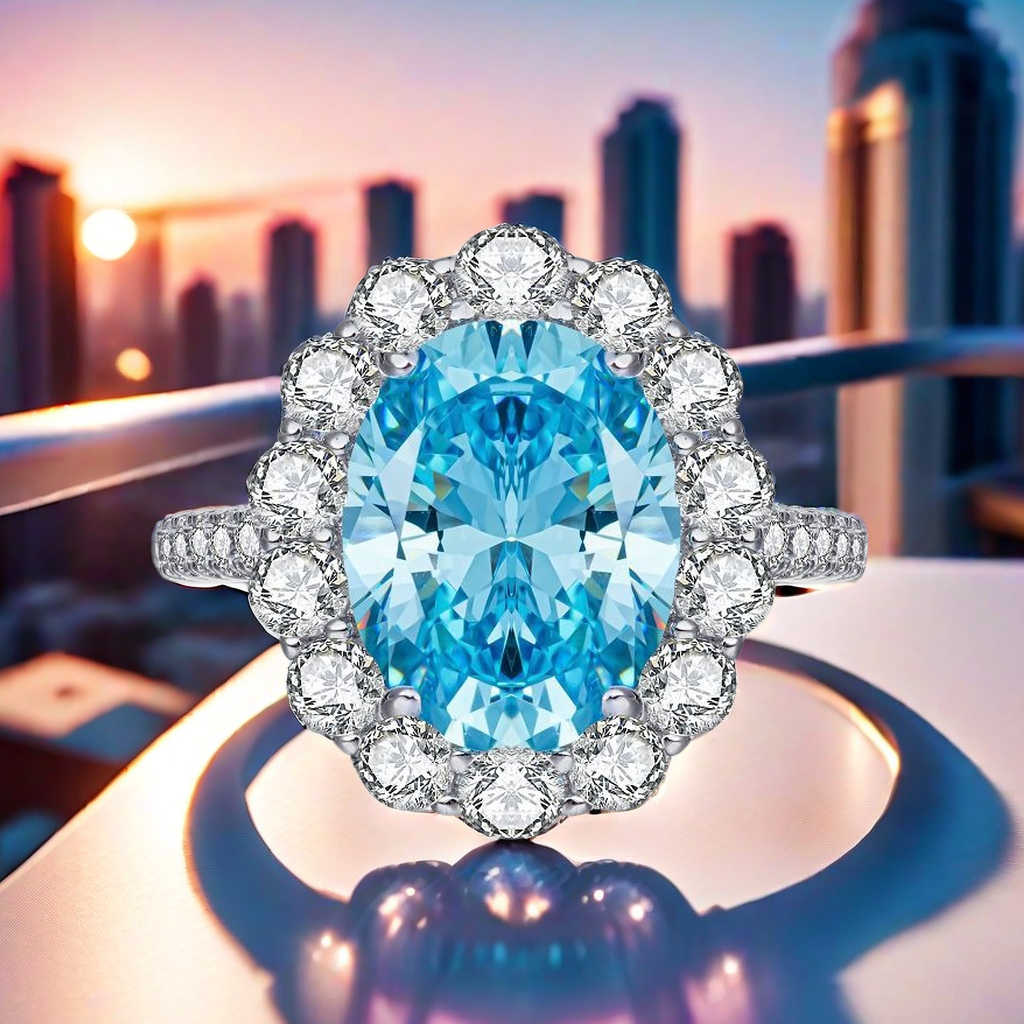 8CT pigeon egg S925 sterling silver ring trendy unique women's flower-shaped high carbon diamond sapphire crystal pink ring best proposal, birthd