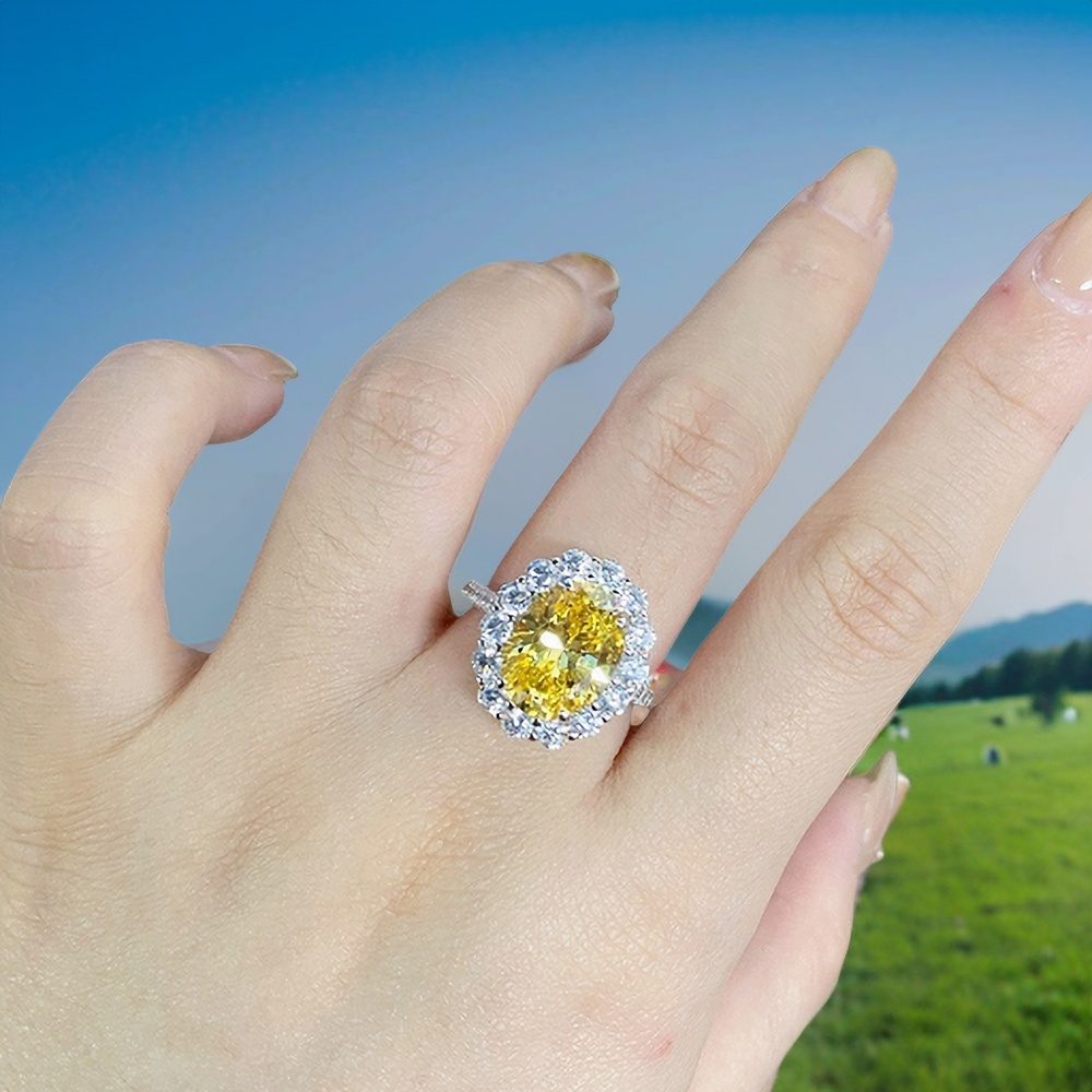 8CT pigeon egg S925 sterling silver ring trendy unique women's flower-shaped high carbon diamond sapphire crystal pink ring best proposal, birthd