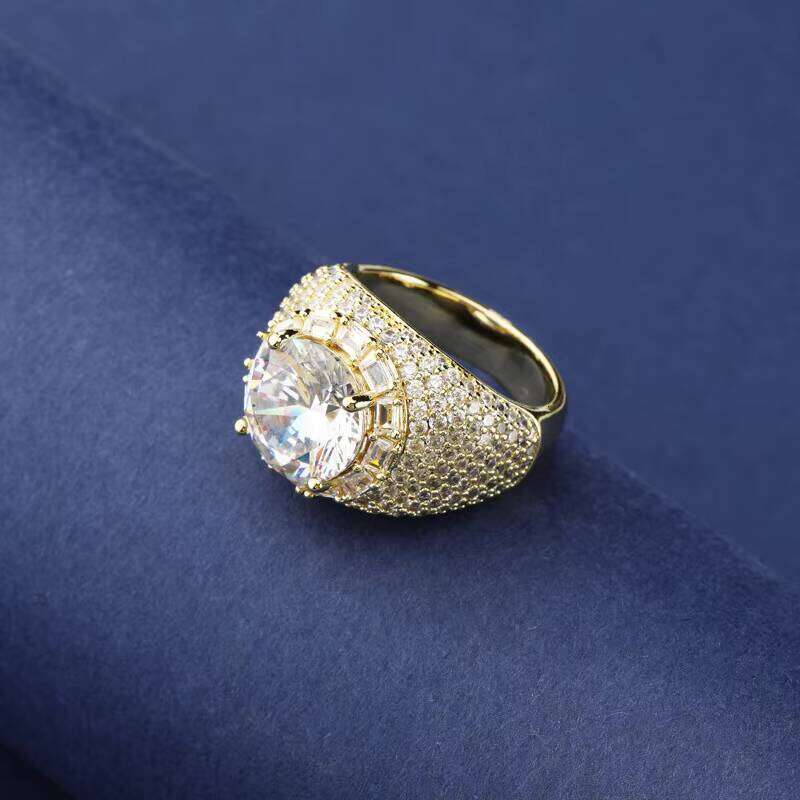Hot Selling Full of Zircon Dia Fashion Hiphop Men's and Women's Gold Ring Jewelry
