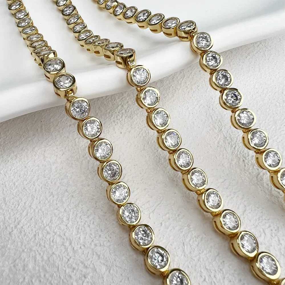 2/3mm Gra Certified Moissanite Tennis Bracelet for Women 925 Sterling Silver Round Bubble Bezel Setting Diamond Bracelets Bangle W250526