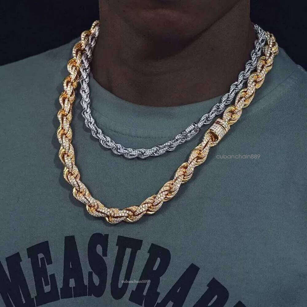 Moissanite Cuban Chain Sterling Sier Iced Out 8mm/12mm Hiphop Vvs Rope