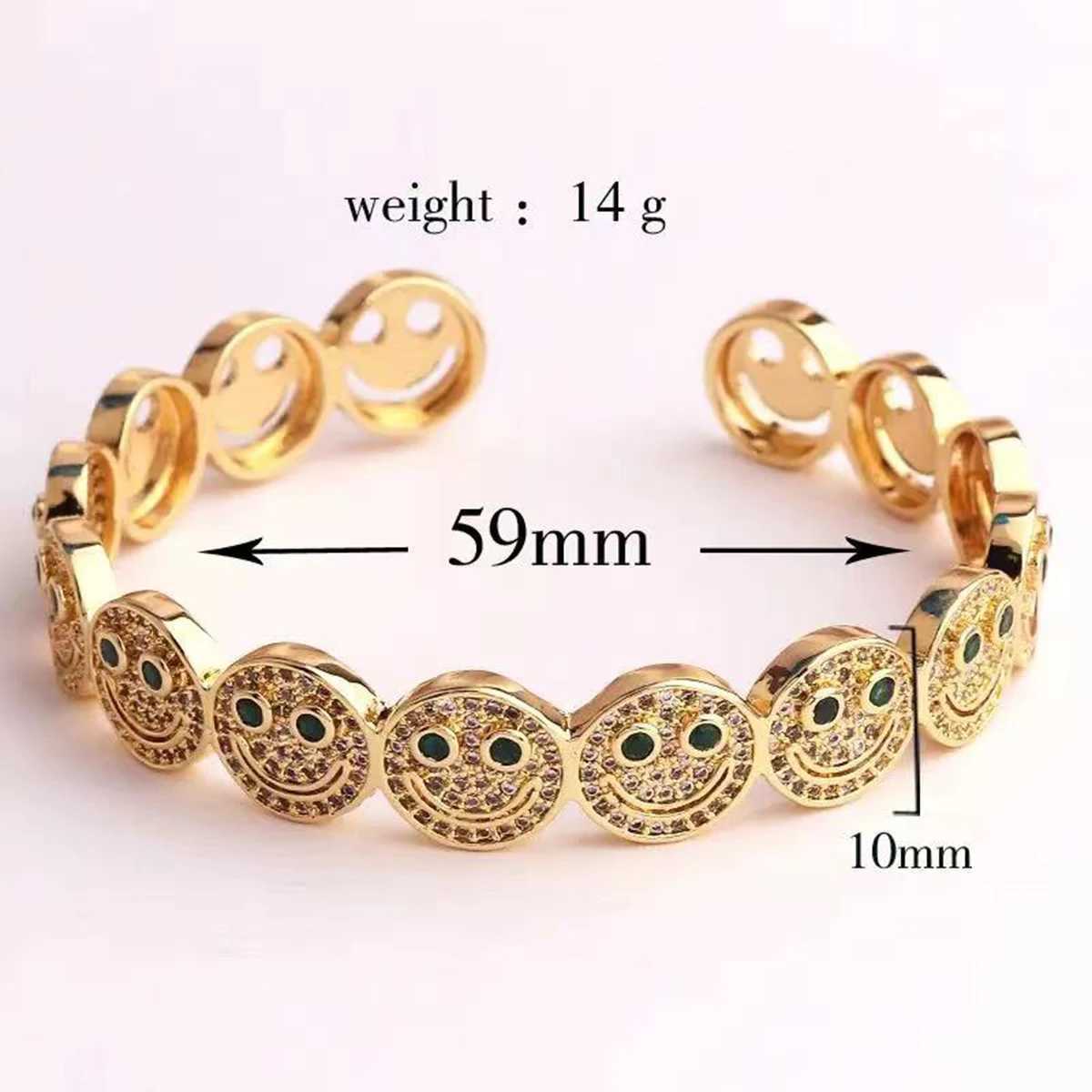 2024 New Retro Cubic Zirconia Smiling Face Open Bracelet for Unisex Office Party Friends Gift Jewelry Accessories W250526