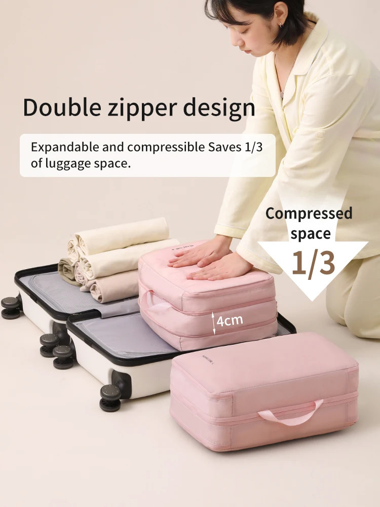 Travel Compression Packing Cubes Bag Portable Suitcase Clothes Organizers Waterproof Luggage Storage Cases Drawer Bags 250526