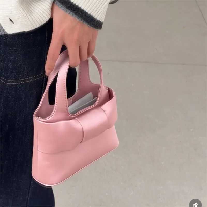 JIAERDI Sweet Cute Pink Hand Bag Wallet Women Fairycore Aesthetic Bow Satin Handbag Purse Girls Retro Shoulder Crossbody Bags W250527