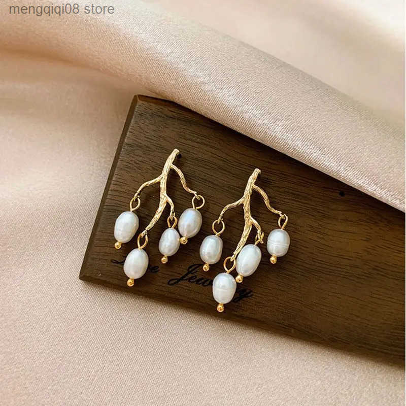 Individual Tree Branch Design Natural Freshwater Pearl 14K Gold Filled Ladies Tassels Stud Earrings Jewelry For Women Gifts L250527
