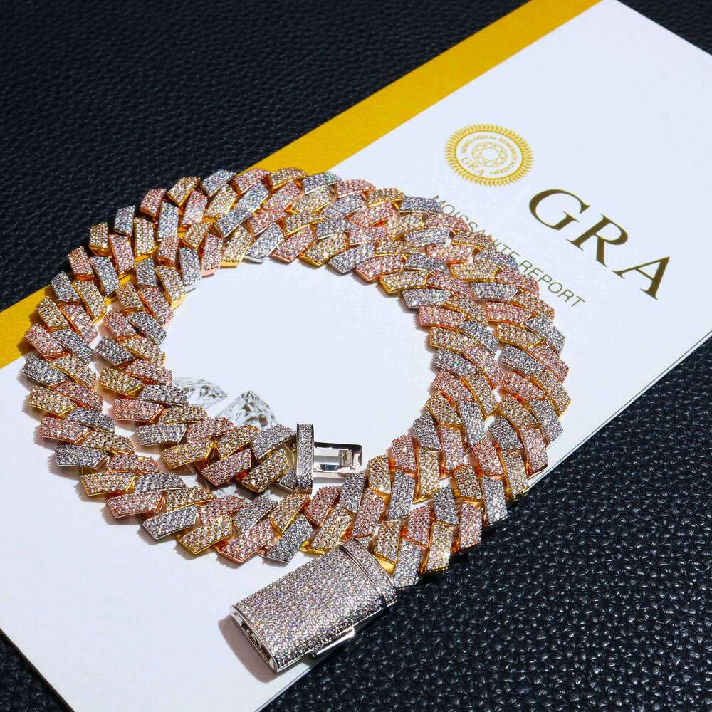 TOP HOT Hight Quality & Great Service Custom Jewelry Moissanite Cuban Link Chain Sterling Sier Hip Hop &Rapper Favor