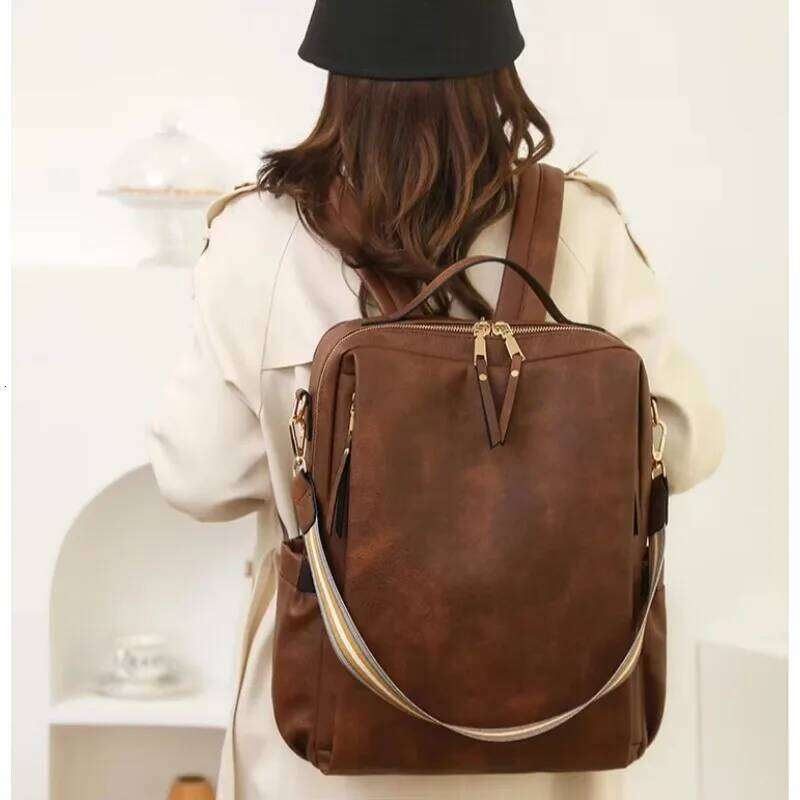 Purse for Women Waterproof PU Leather Backpack Anti-Theft Lightweight Fashion Multipurpose Travel Shoulder Bag Handbag