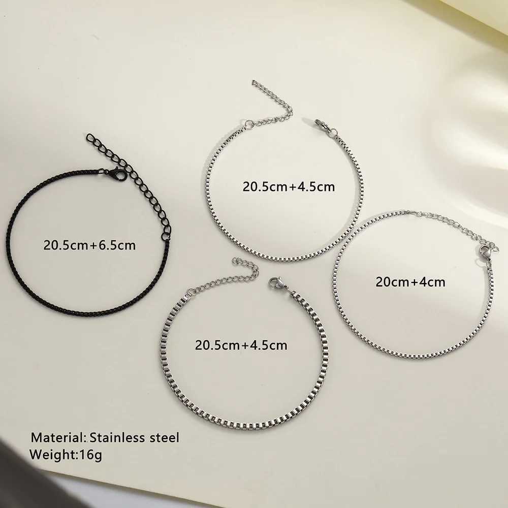 4pcs/set Stainless Steel Box Chain Bracelet Hip Hop Men Multi-layer Bracelet Jewelry Fashion Accessories Gifts W250526