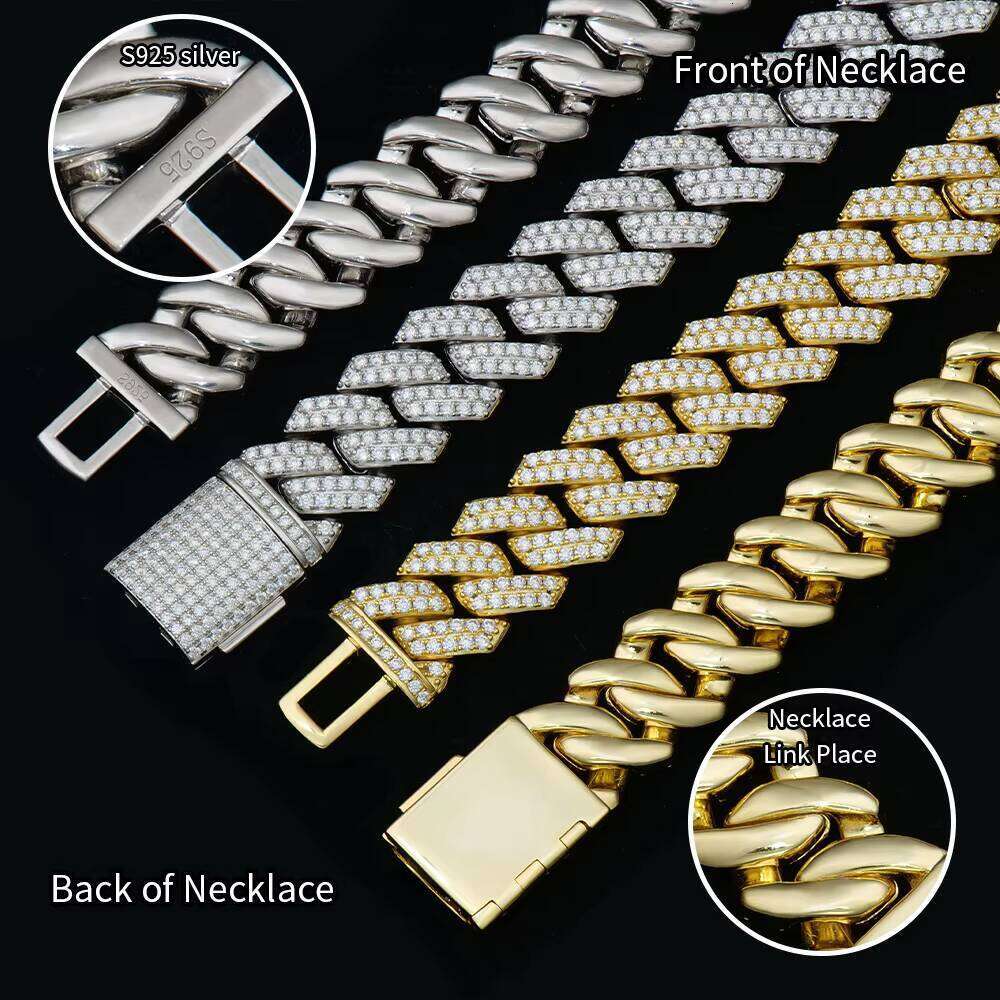 VVS Silicon Ice Pure Sier Hip-Hop Cuban Chain Bracelet GRA Certified Jewelry