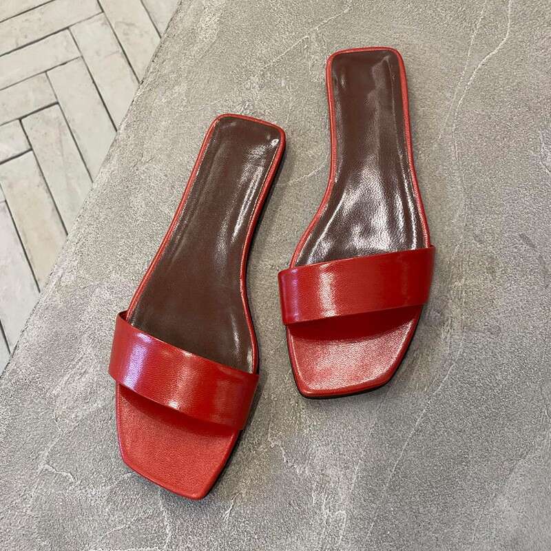 Sheepskin Version ~ French Style White Genuine Leather One-Strap Sandals for Women Summer Outdoor Soft Sole Flat Slippers Half Clogs