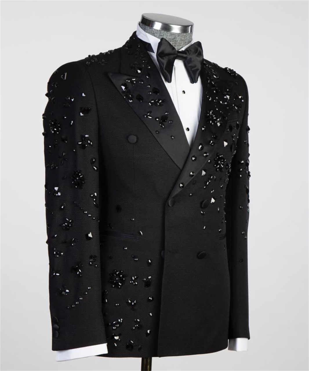 Modern Sparkly Diamond Men's Blazers Double Breasted Wedding Suit for Men Quality Slim Coat For Groom Wear Customized