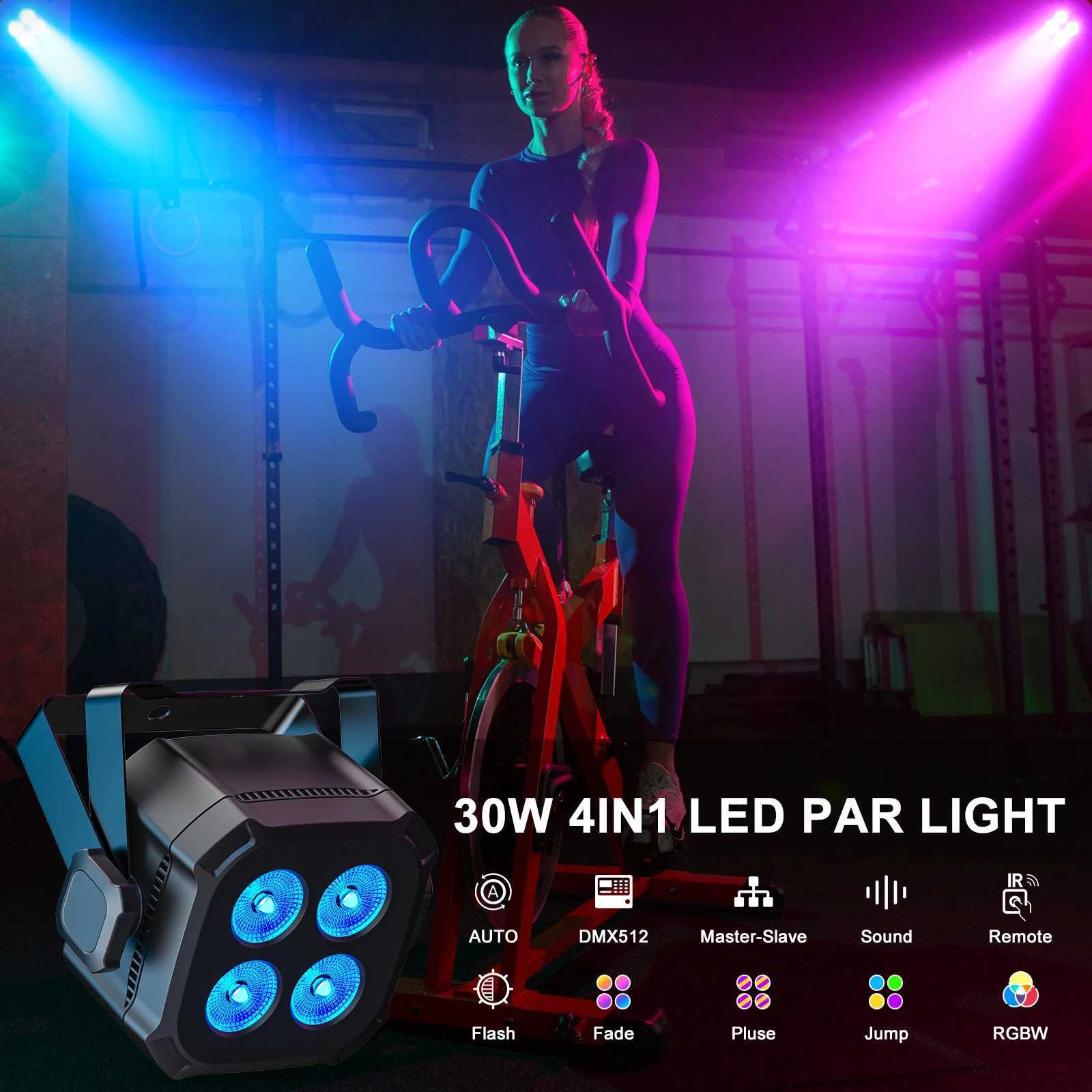 Yiflamefly 4Pcs 30W Par Lights 4x8W LED RGBWYP+CYAN DJ Light Remote DMX Controlled Stage Light For Wedding Party Club DiscoXJ250527