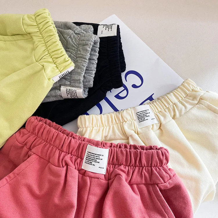 Summer Solid Color Toddler Girl Loose Shorts For Girls Cotton Children Sports Baby Short Pants Kids Clothing 110 Years 250527