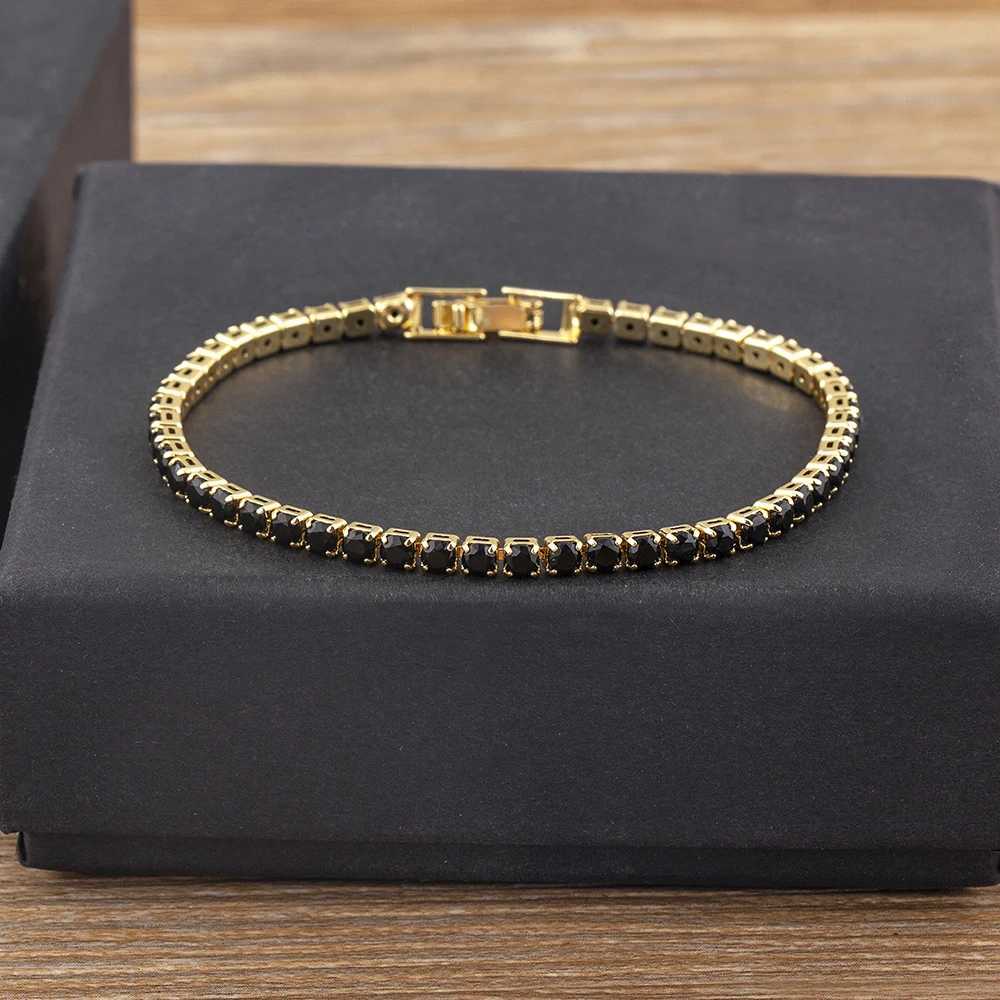 Nidin Tennis Chain Bracelet for Women Luxury Handy 4 Claws Mosaic Cubic Zirconia 6 Rainbow Colors Fashion Party Jewelry Gift W250526