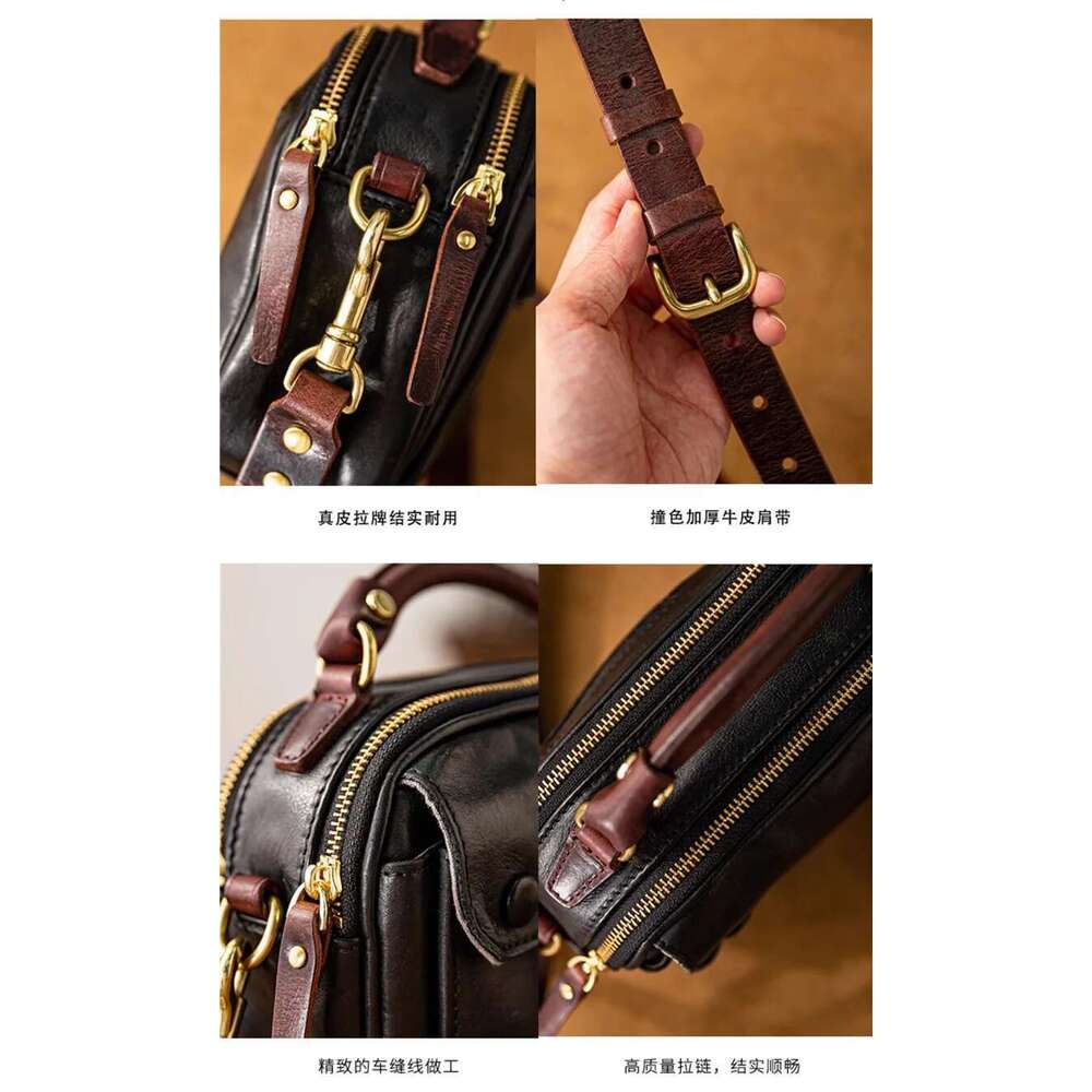 Fashion High Quality Genuine Leather Men's Small Crossbody Casual Leisure Designer Real Cowhide Black Shoulder Bag