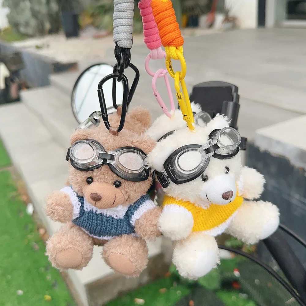 Cartoon Small Bear Keychain Plush Brown Bear Clothes Lovely Glasses Bear Doll Keychain for Bag Pendant Couple Keyrings Gifts W250526