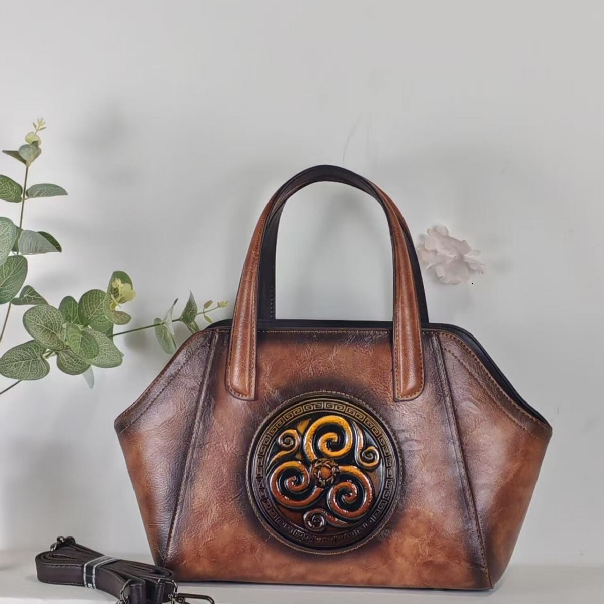 Top quality Brand High Quality Style 2025 Vintage Embossed Women's Handbag Crossbody Bag Artistic Chinese Style High-end Shoulder Bag Free Delive
