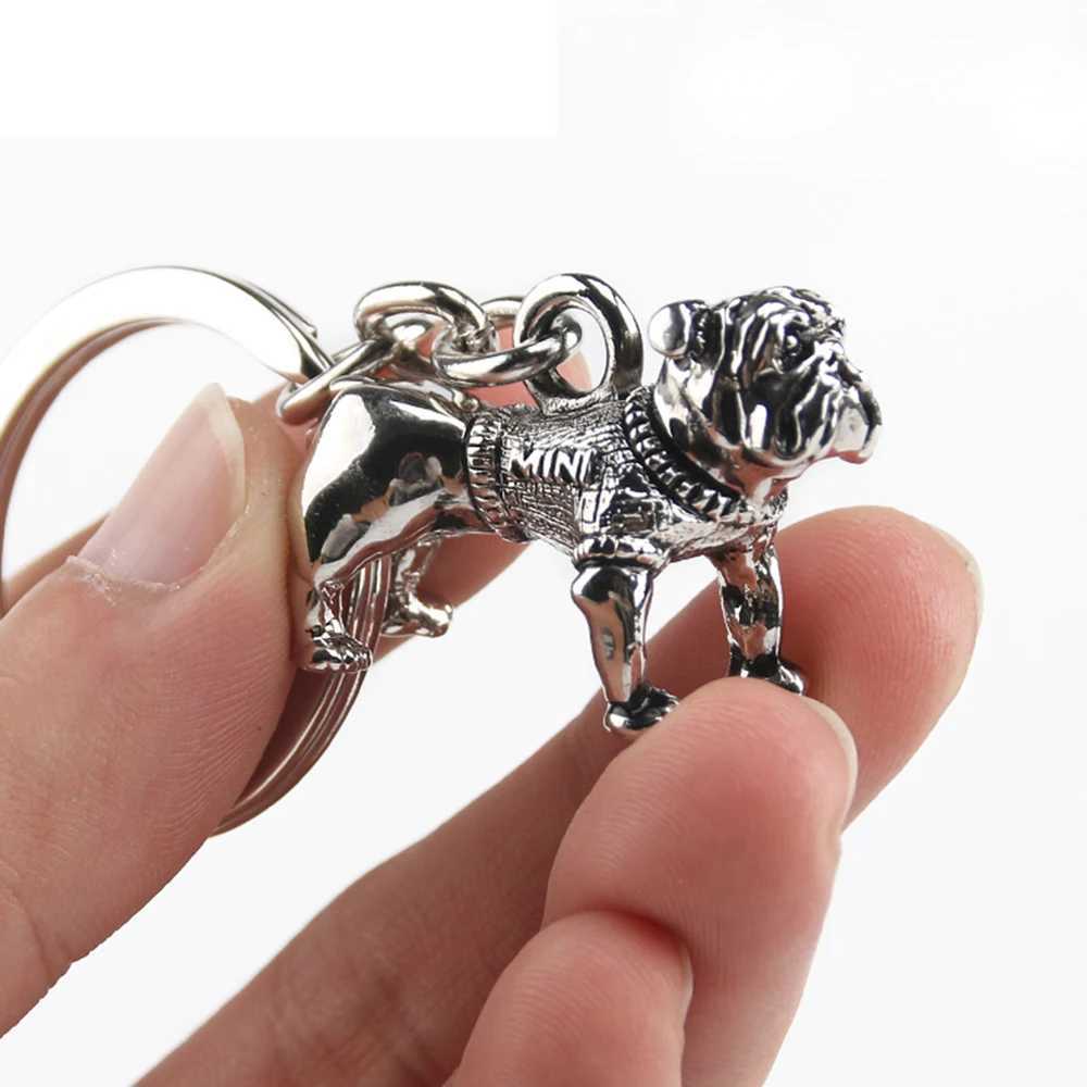 Car Bulldog Keychain Decor Key Chain Ring For Mini Cooper One JCW S R50 R52 R53 R55 R56 F55 F56 F60 Countryman Auto Accessories W250526
