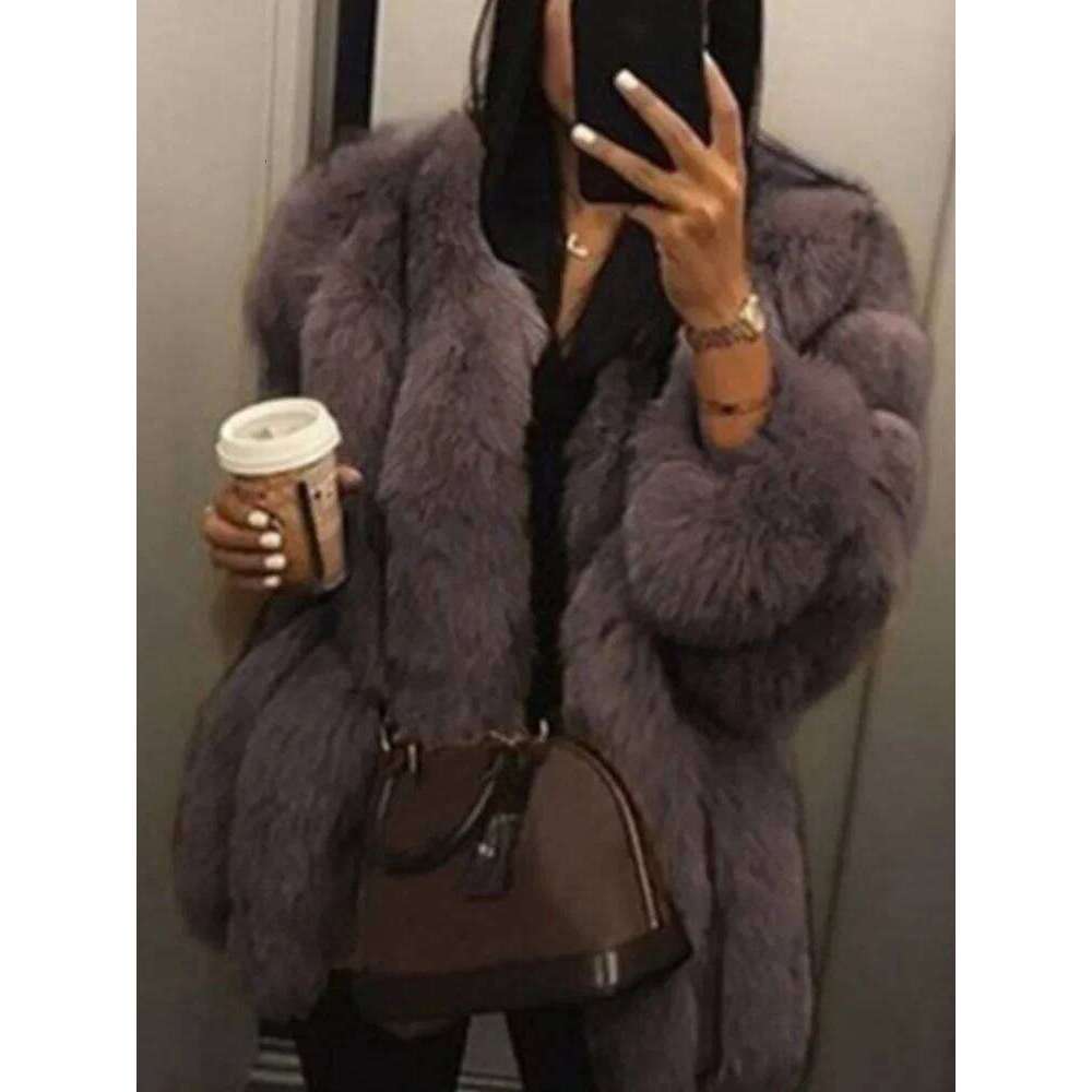 2024 Autumn Winter Female Korean Fashion Faux Fur Jacket Women Coats Loose Casual Warm Long Sleeve Outerwears Overcoat