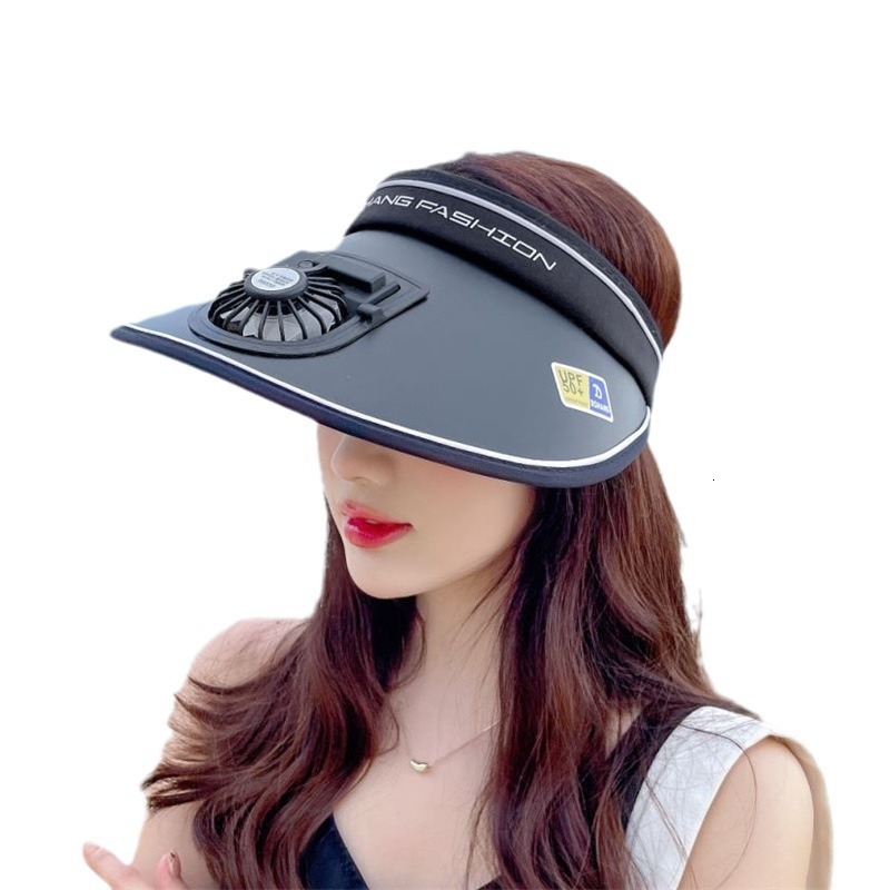 Designer's Sun Hatrechargeable Fan Hat Sun Protection Hat For Women Summer 2025 New Style Open Top Wide Brim Sun Hat Face Slimming Sun Hat
