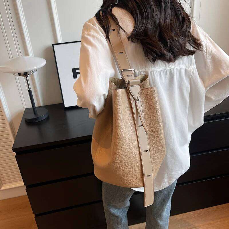 Hot Selling MOODS Retro Shoulder Bucket Bag Sets For Women 2-In-1 Solid Color Large Capacity Cross Body Shopper Totes Designer Handbags