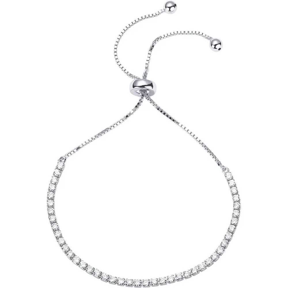 14K Gold Plated Cubic Zirconia Classic Tennis Bracelet for Women | Adjustable Slider | Gift For Women Trendy Bracelet for Women W250526