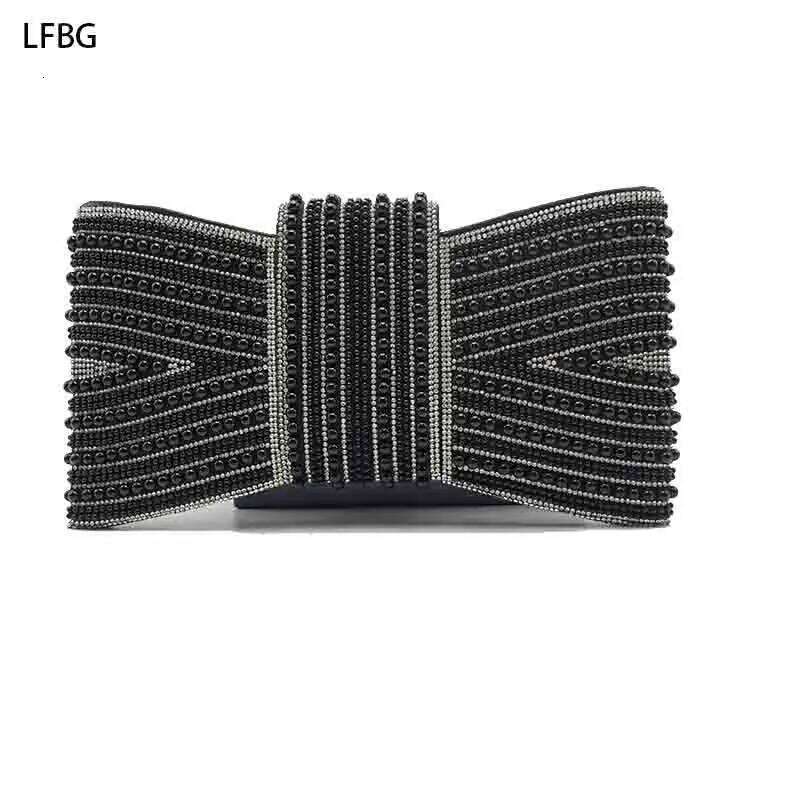 2025 Elegant Beaded White Bow Tie Clutch Bag For Women|Wedding Party Evening Purse|Sparkling Rhinestone Handbag|