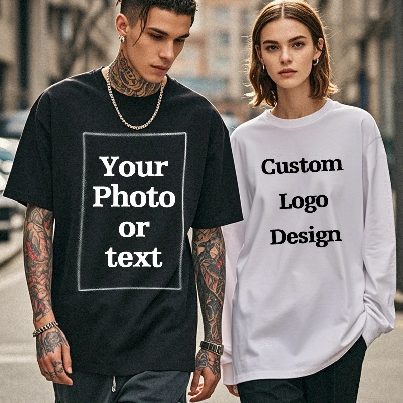 DIY Printed Designer Tshirt Women 100% Cotton Male Tops Choose Your Own Picture Comfort 180-220g Heavy Clothing S M L XL XXL XXXL Oversized Casual Sty