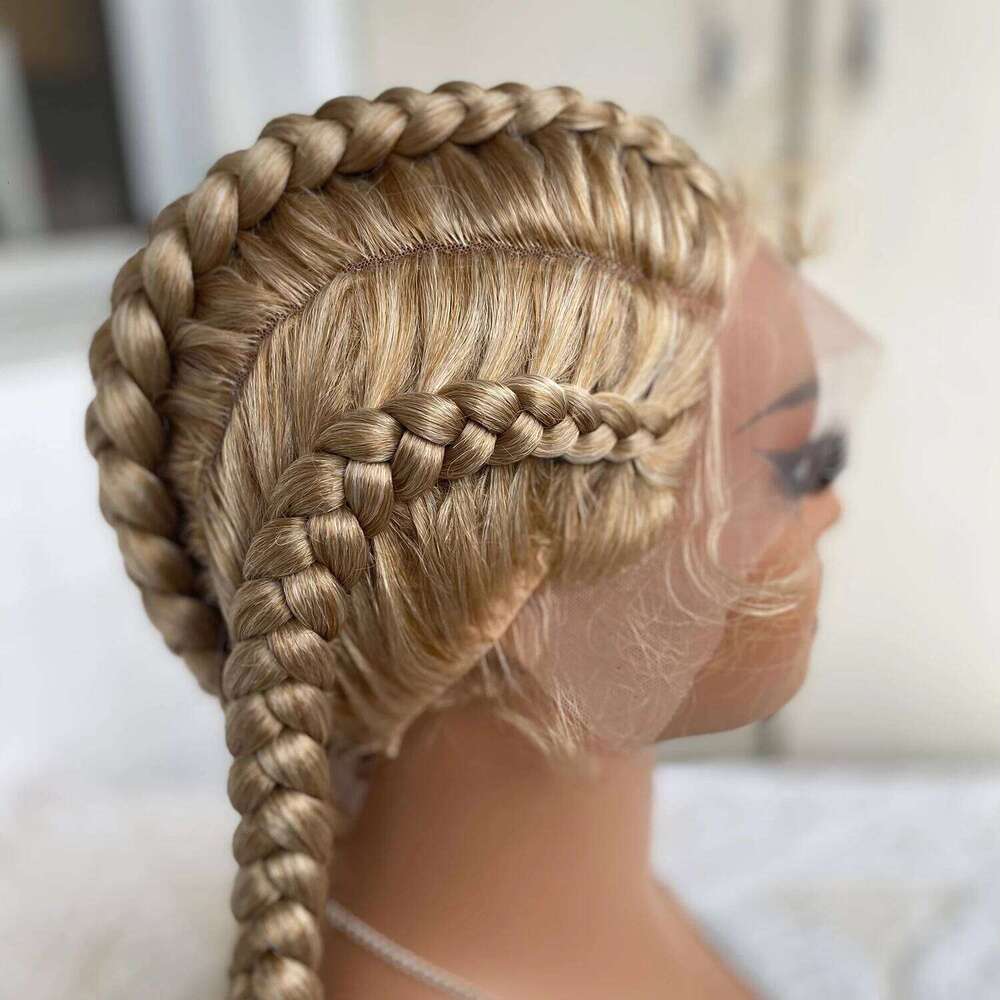 Lace Front Braided Wigs With Baby Hair 32 Inches 4 Twist Cornrow Cosplay DIY Wig Synthetic Crochet Braids
