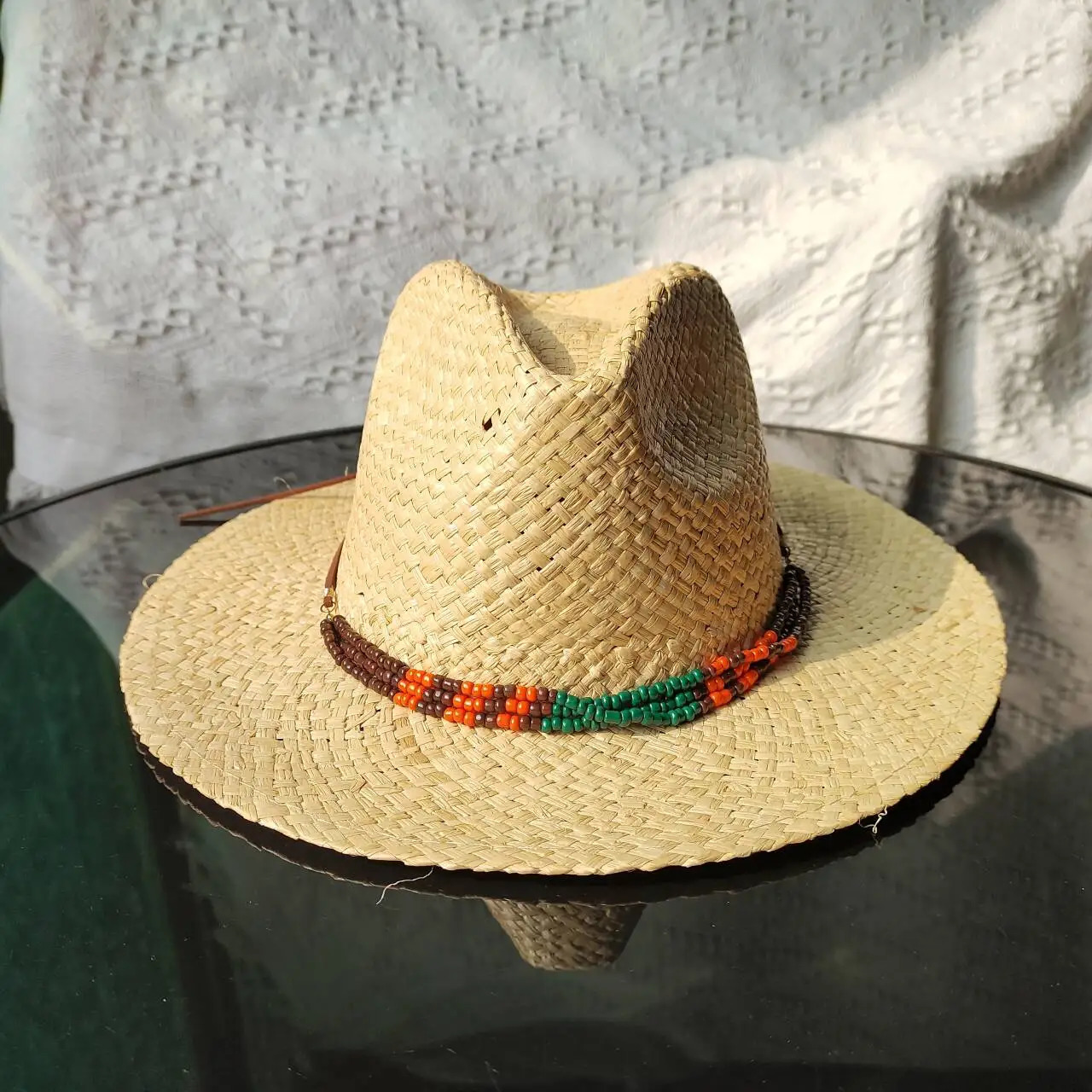 cowboy hat Grass Handwoven Hollow Cowboy Straw Hat Rhinestone Chain Cowboy Hat for Woman Outdoor Vacation Beach Sun Hat for man 250526