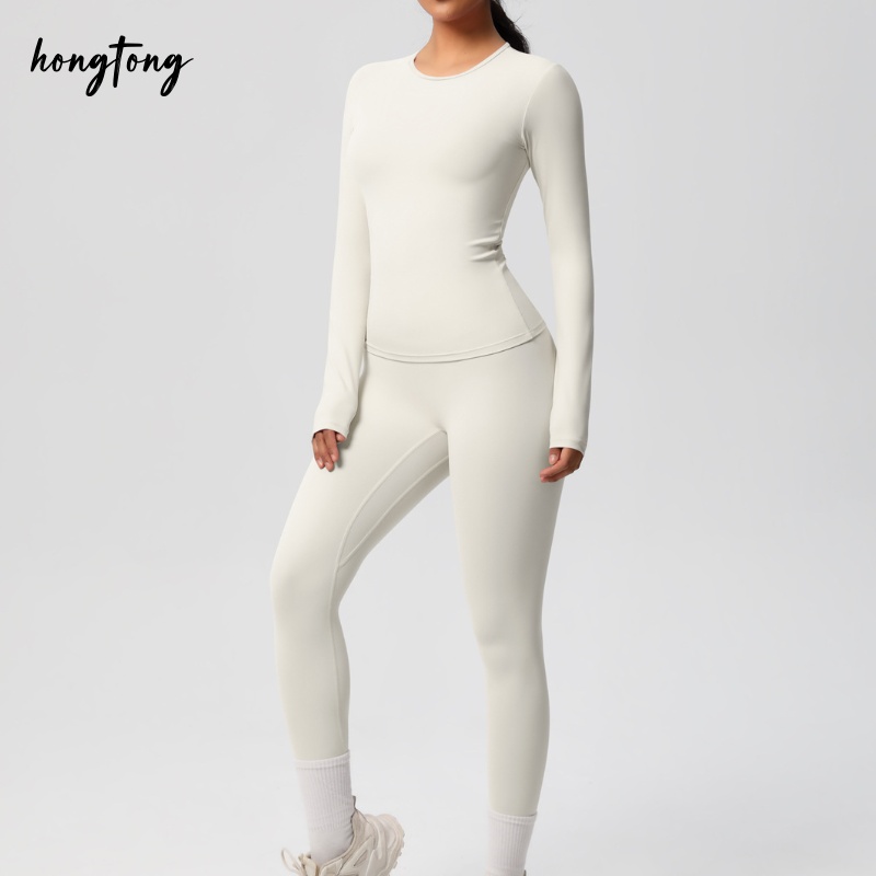 Workout sets woman elastic skinny long sleeve pants yoga set bodybuilding gym clothes outdoor running breathable moisture wicking quick dry active wea