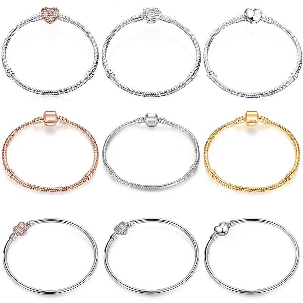 High Quality Fit Pan Brand Charms Bracelets DIY Beads Fine Base Bracelet for Women Jewelry Original Bangle Pulseira Girl Gift W250526
