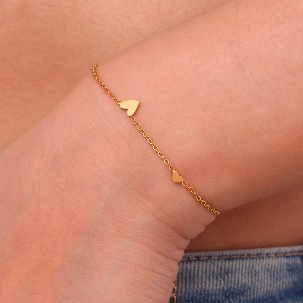 MamacitaSlay Lovely Minimalism Three Heart O-Chain Stainless Steel Bracelets For Women Waterproof Trendy Luxury Designer Jewelry W250526
