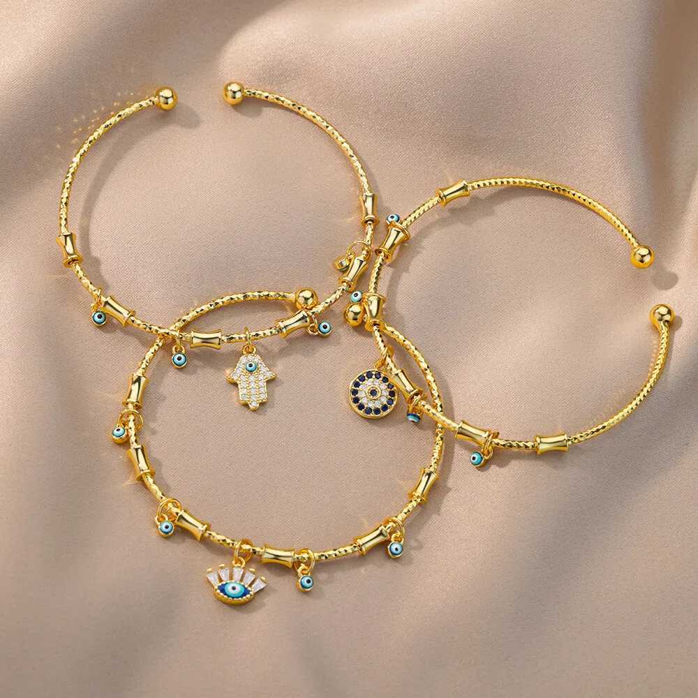 Evil Eye Bracelet For Women Stainless Steel Zircon Bracelet Bangle Turkish Luxury Couple Hand Jewelry Sets pulseras bijoux femme W250526