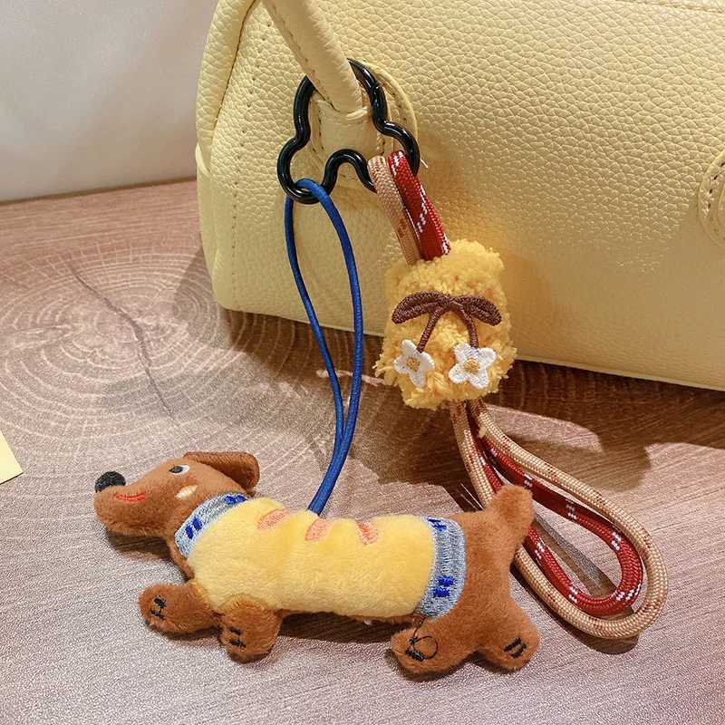 Cute Dachshund Dog Pendant Keychain For Bag Pendant Funny Puppy Doll Keychain With Lanyard Keyring For Couple Gifts Wholesale W250526