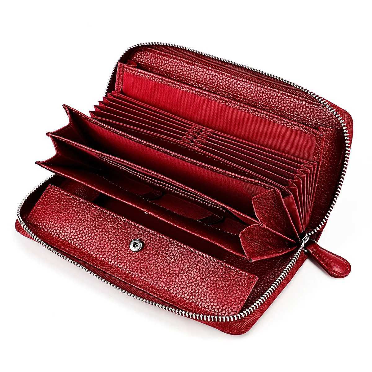 Anti-theft Brush Genuine Leather Purse Women 2025 New Ladies First Layer Cow Leather Wallet Large Capacity Female Clutch Bag Z250527