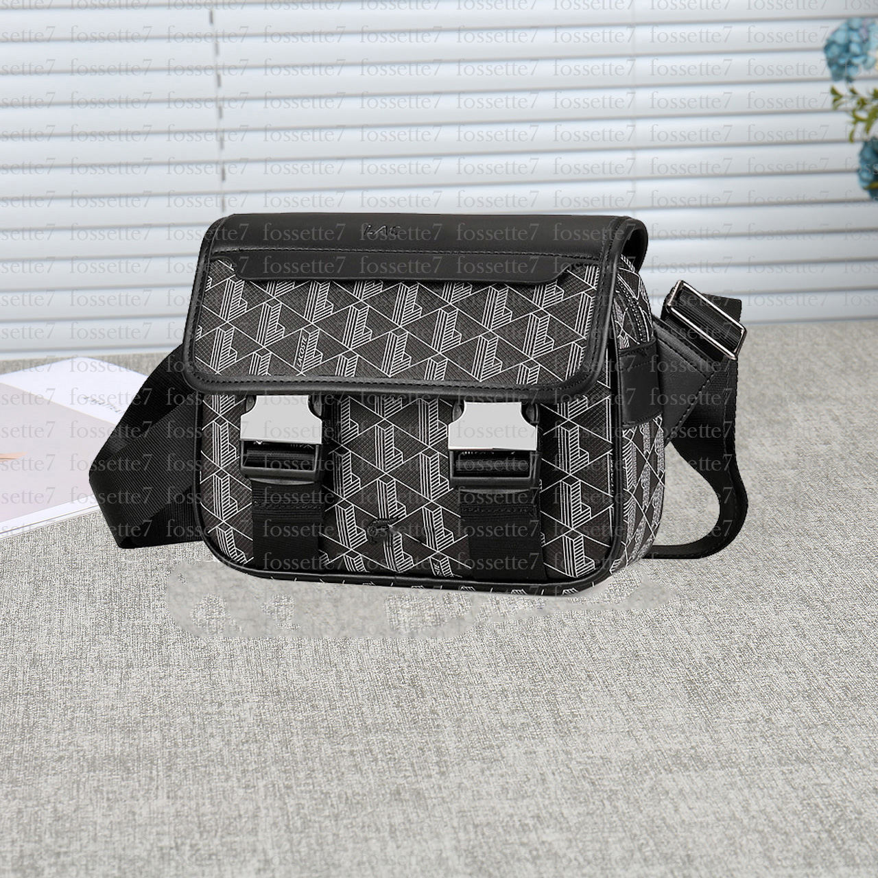 designer durable flip handbags fashion mens black print shoulder bags man adjustable strap business crossbody bag geometric pattern wear resistant
