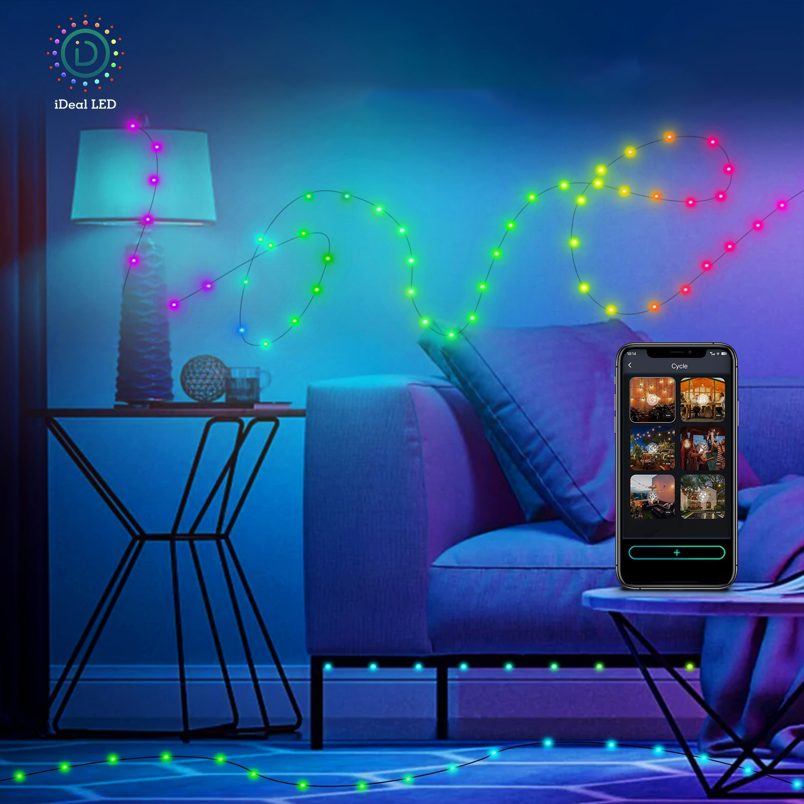 Eco-Friendly Smart Rope Lights: Multi-Colored, Adjustable via Smartphone Connectivity