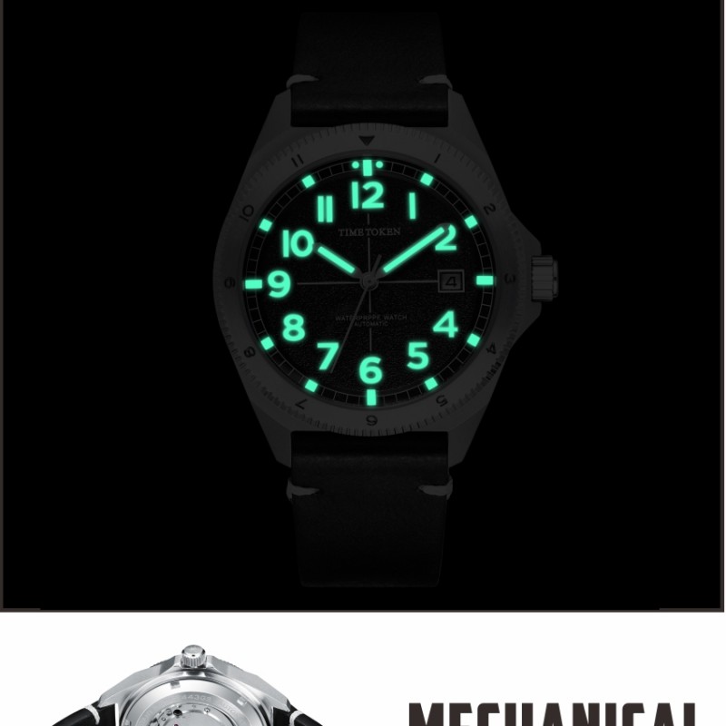 IMETOKEN Men's 40mm Military - Inspired Pilot Watch - 316L Stainless, Sapphire, Imported Mechanism, Luminous