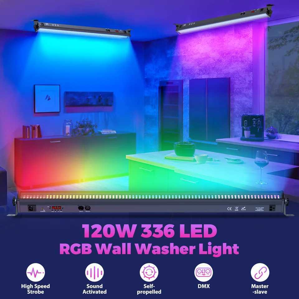 UKing 2Pcs 120W Wall Wash Light Bar RGB 336 LEDs Stage Lights 7000lm Wallwasher Lights For Home Nightclub Wedding Party Show XJ250527