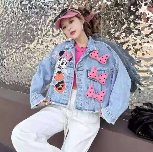 2024 Jeans Overcoat Oversized Younger Coat Women's Spring Autumn New Long Sleeves Fashion Design Heavy Industry Denim Top Jacket